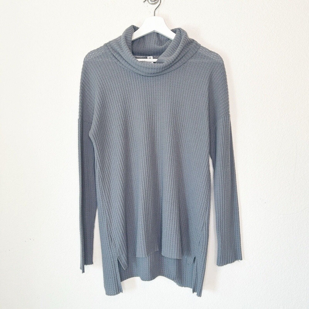 BP Gray Waffle Knit Cowl Neck Sweater S